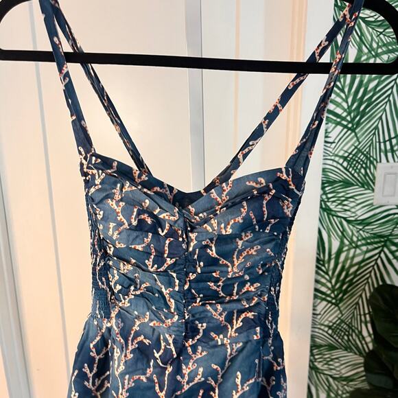 Anthropologie HD in Paris Blue Acropora Coral Print Fit and Flare Dress Size 00 - Picture 3 of 12